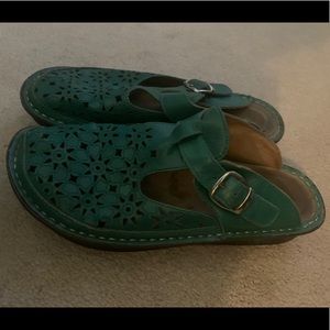 Alegria Teal Clogs